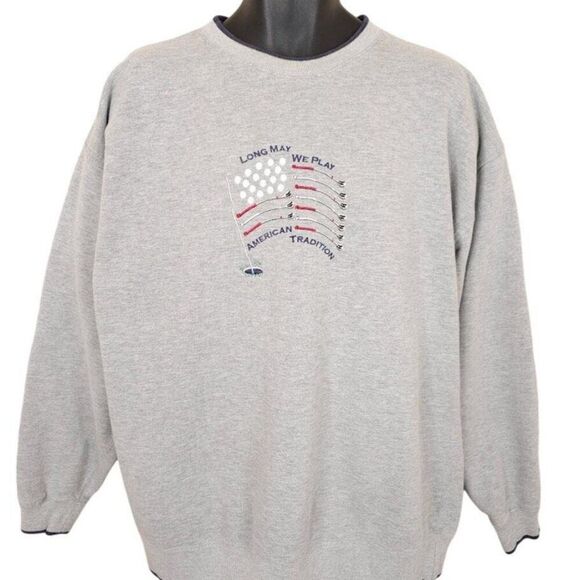 Vintage Golf Sweatshirt Mens Size 2XL 90s Gray Long May We Play American - Picture 1 of 6